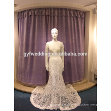 2017 nueva falda elegante LJ10014 del vestido de boda del cordón de la sirena de la falda atractiva profunda del colmo de V del rocío V